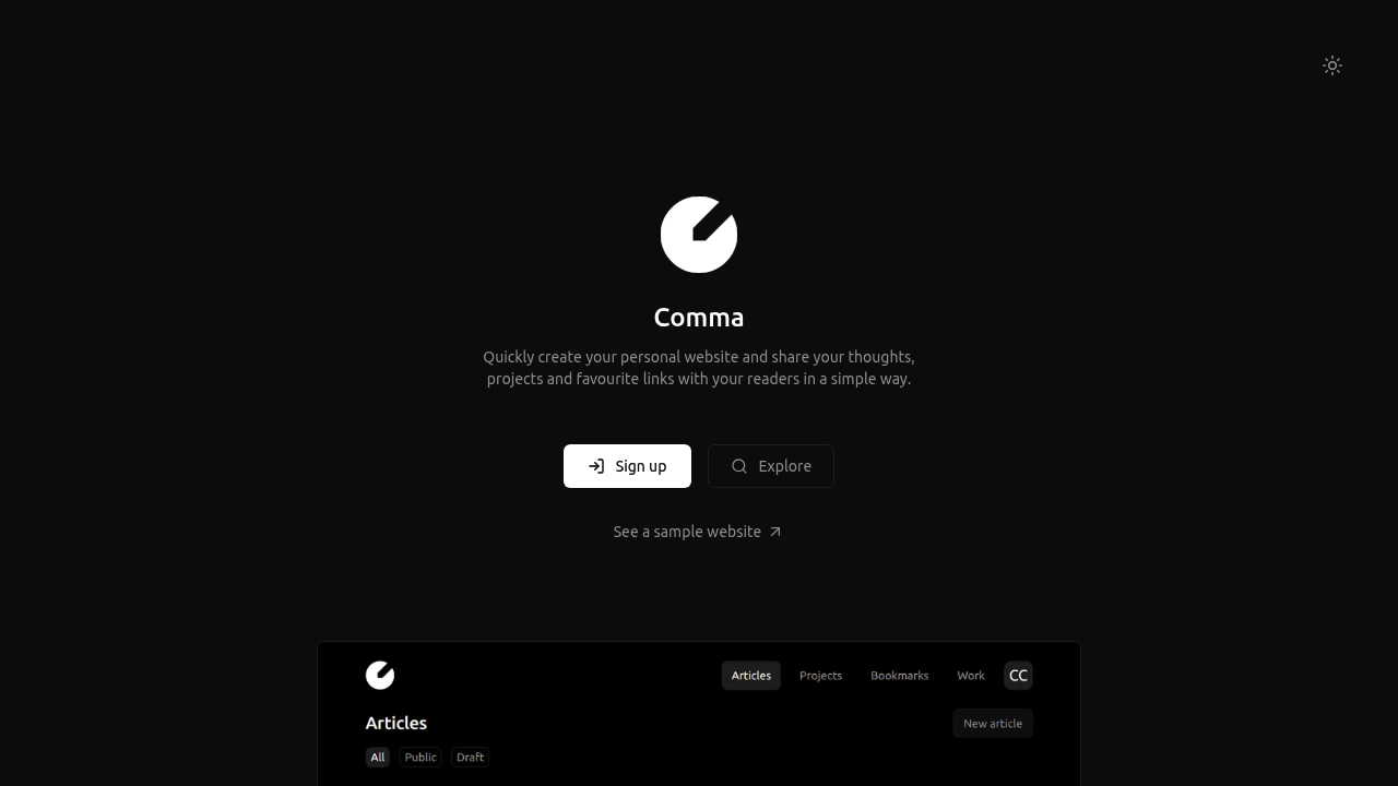 A screenshot of Comma