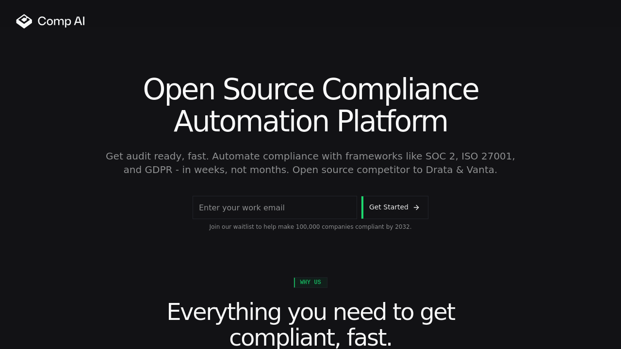 Screenshot of Comp AI website