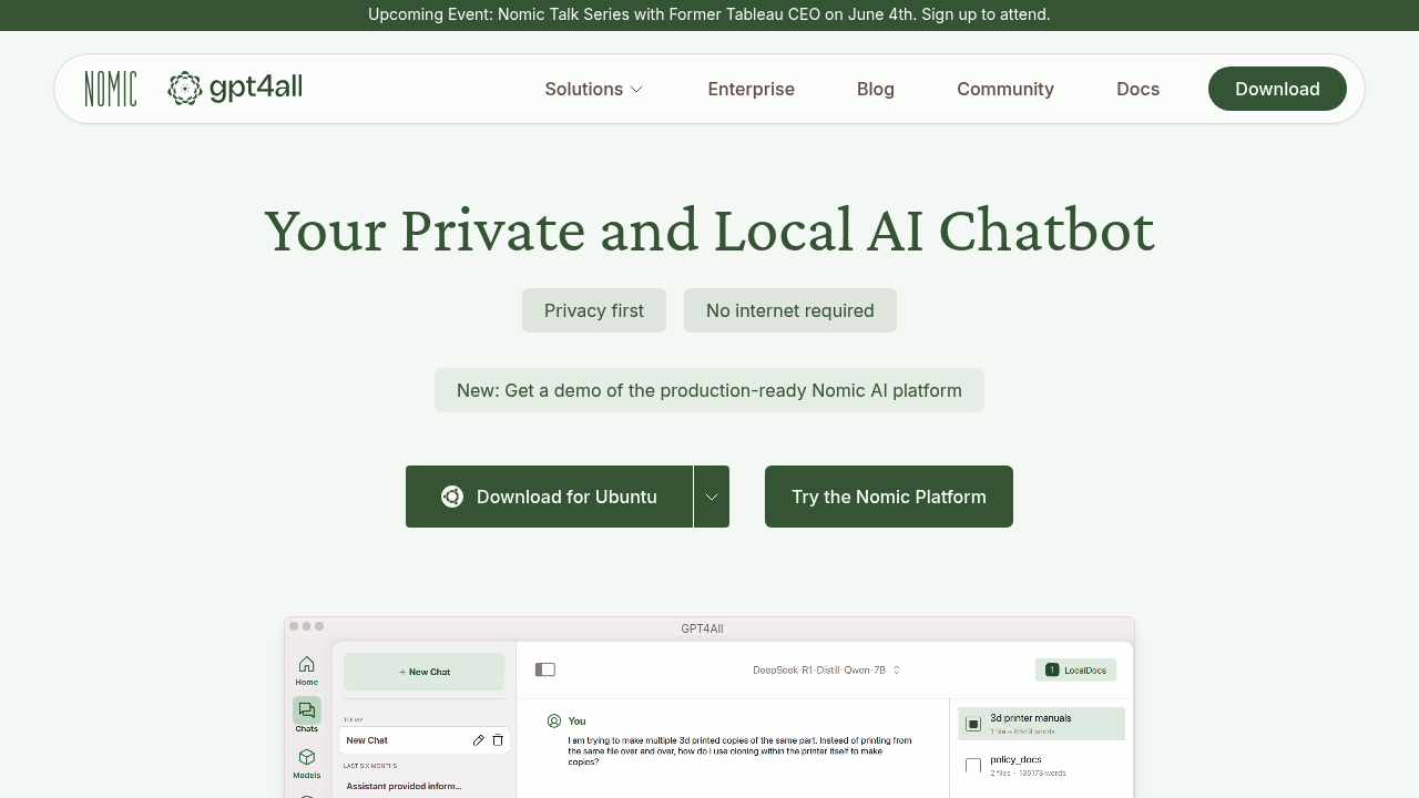 A screenshot of GPT4All