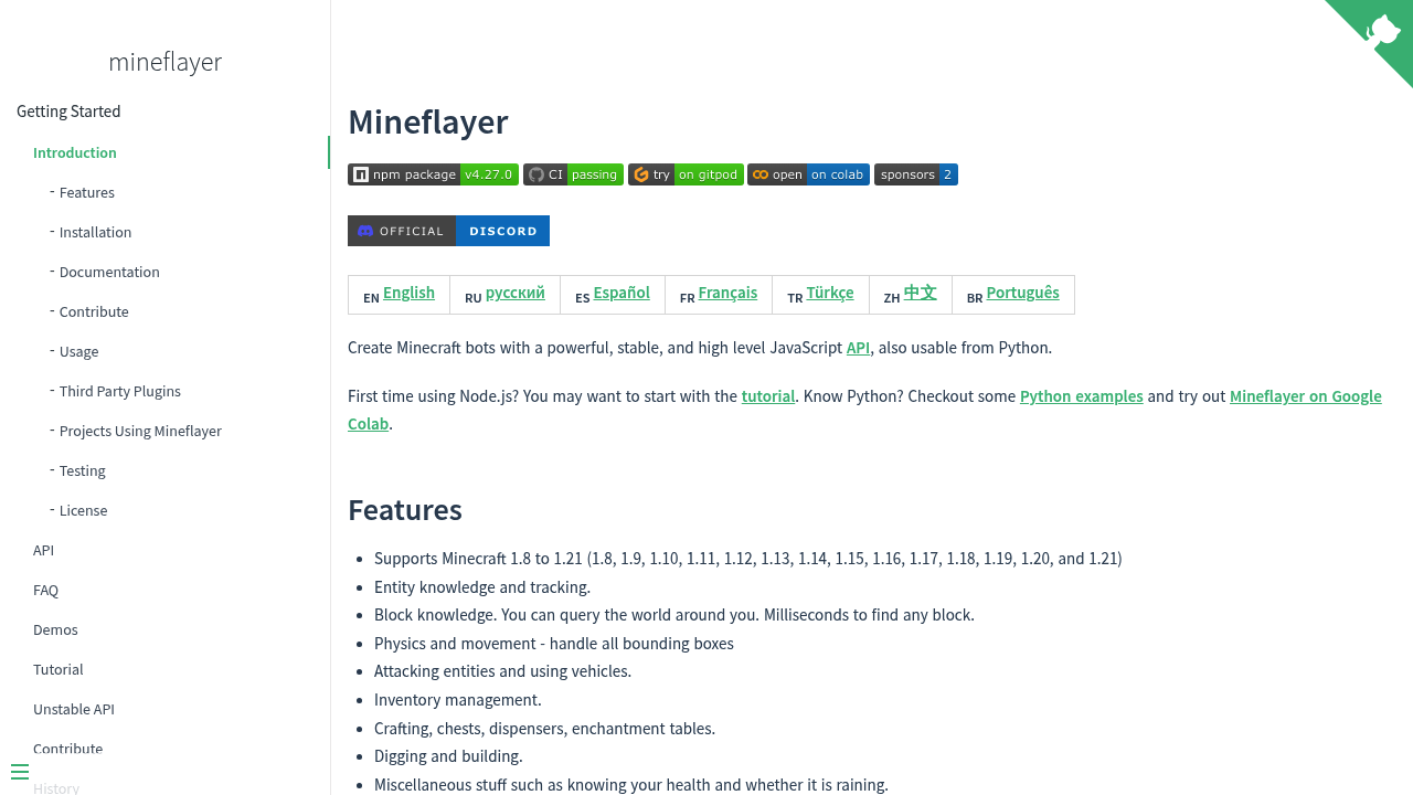 A screenshot of Mineflayer